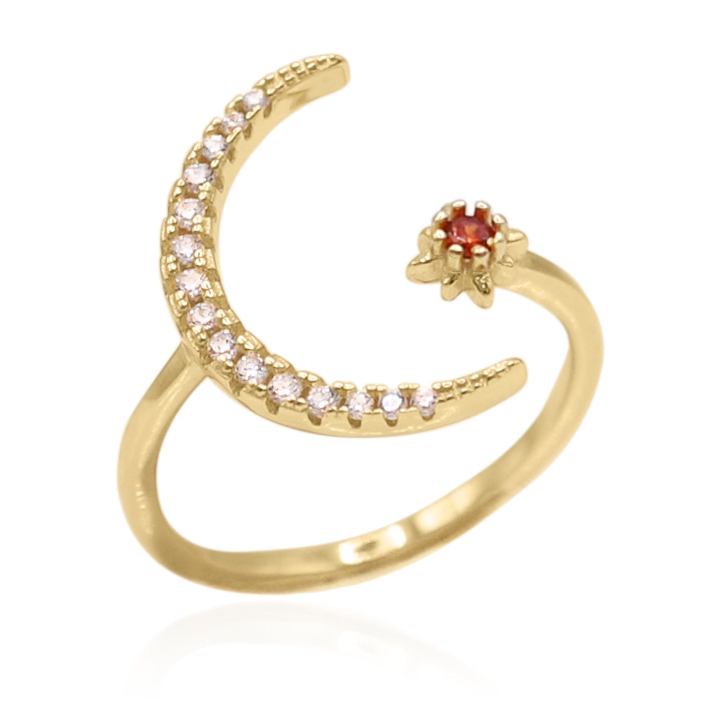 Zira Star and Moon Birthstone Ring | 18K Gold Plated