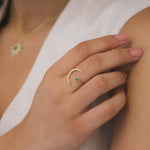 Zira Star and Moon Birthstone Ring | 18K Gold Plated