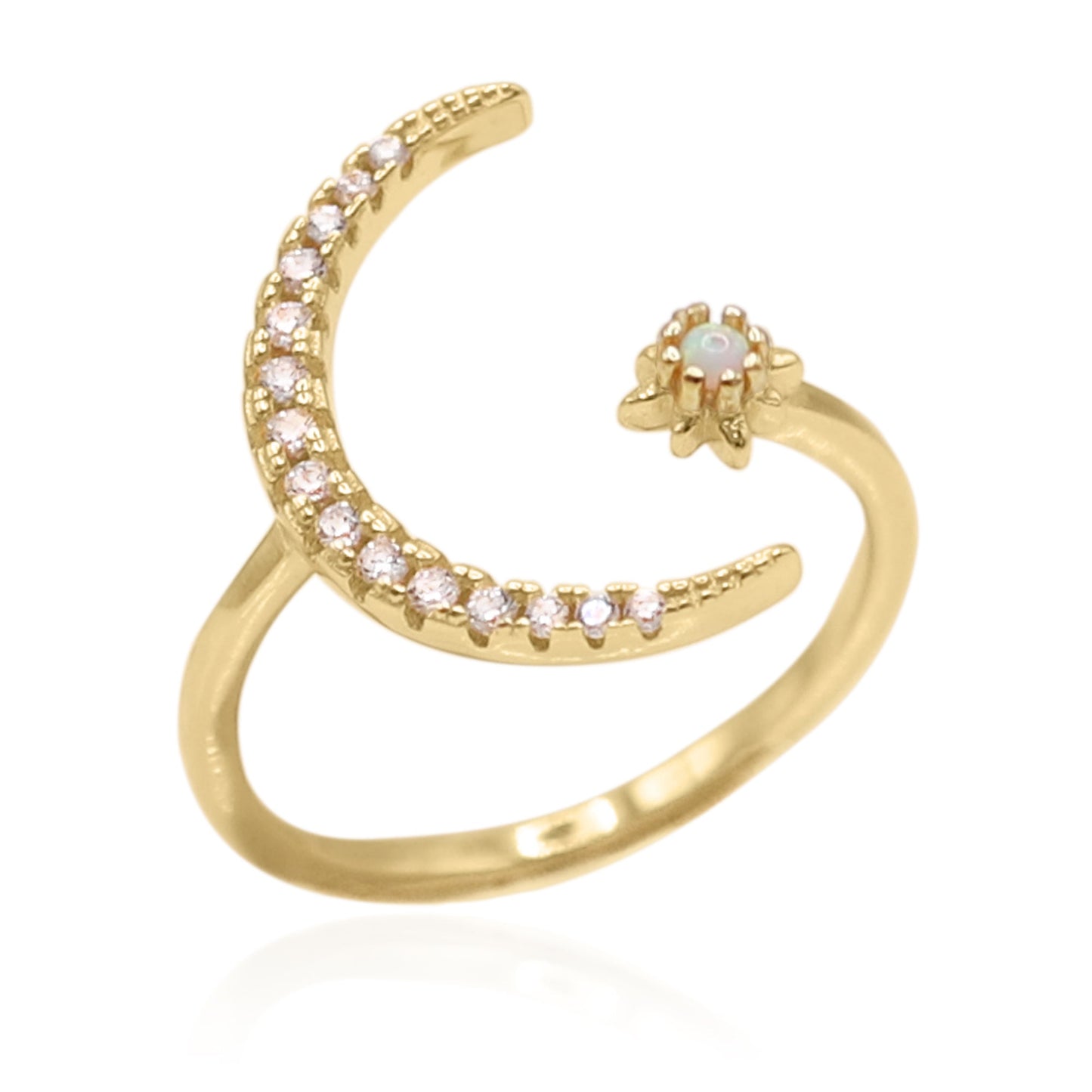 Zira Star and Moon Birthstone Ring | 18K Gold Plated