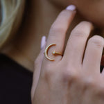 Zira Star and Moon Birthstone Ring | 18K Gold Plated