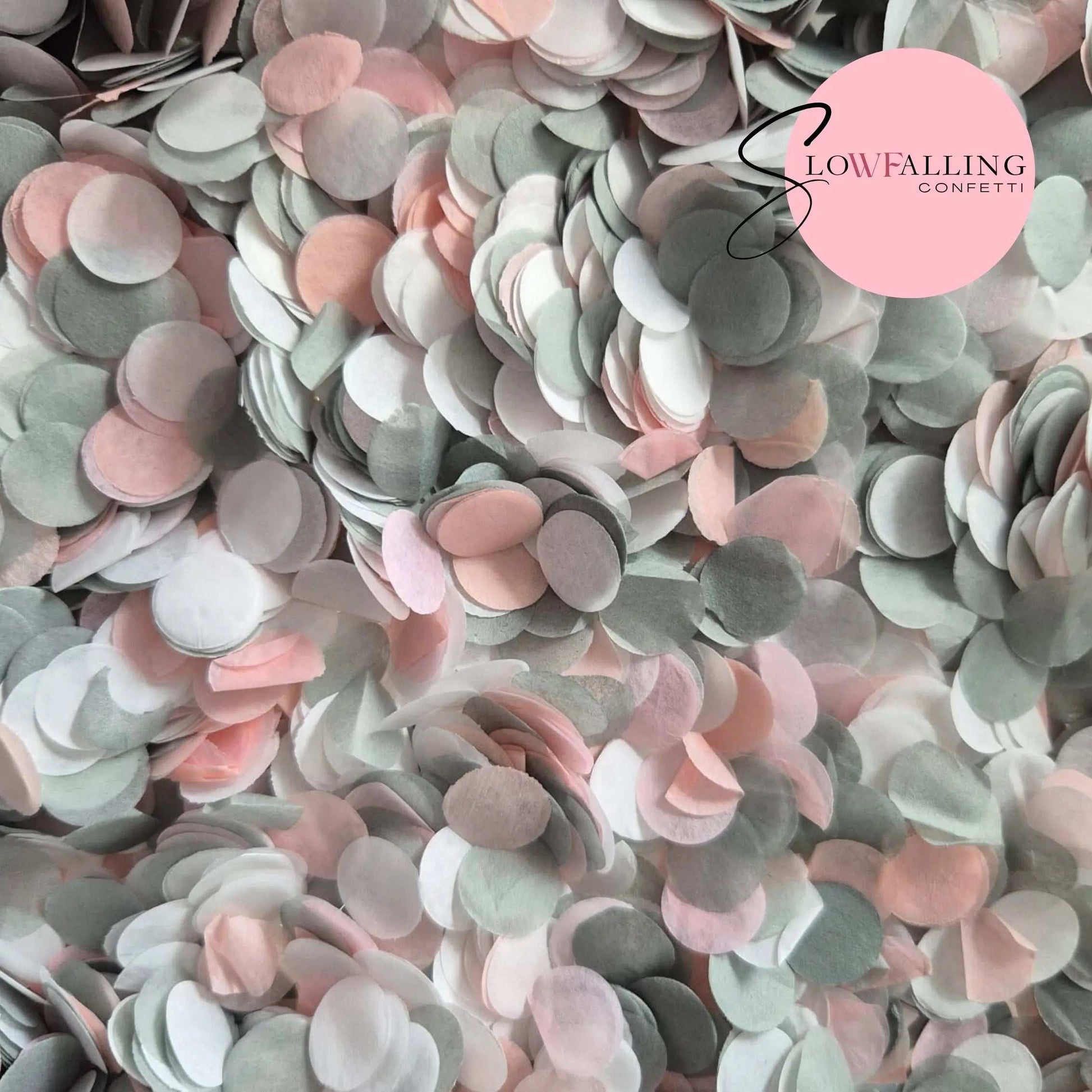 Slow falling paper Confetti - Grey, Wedding white, Baby pink WedFetti