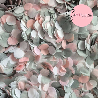Slow falling paper Confetti - Grey, Wedding white, Baby pink WedFetti