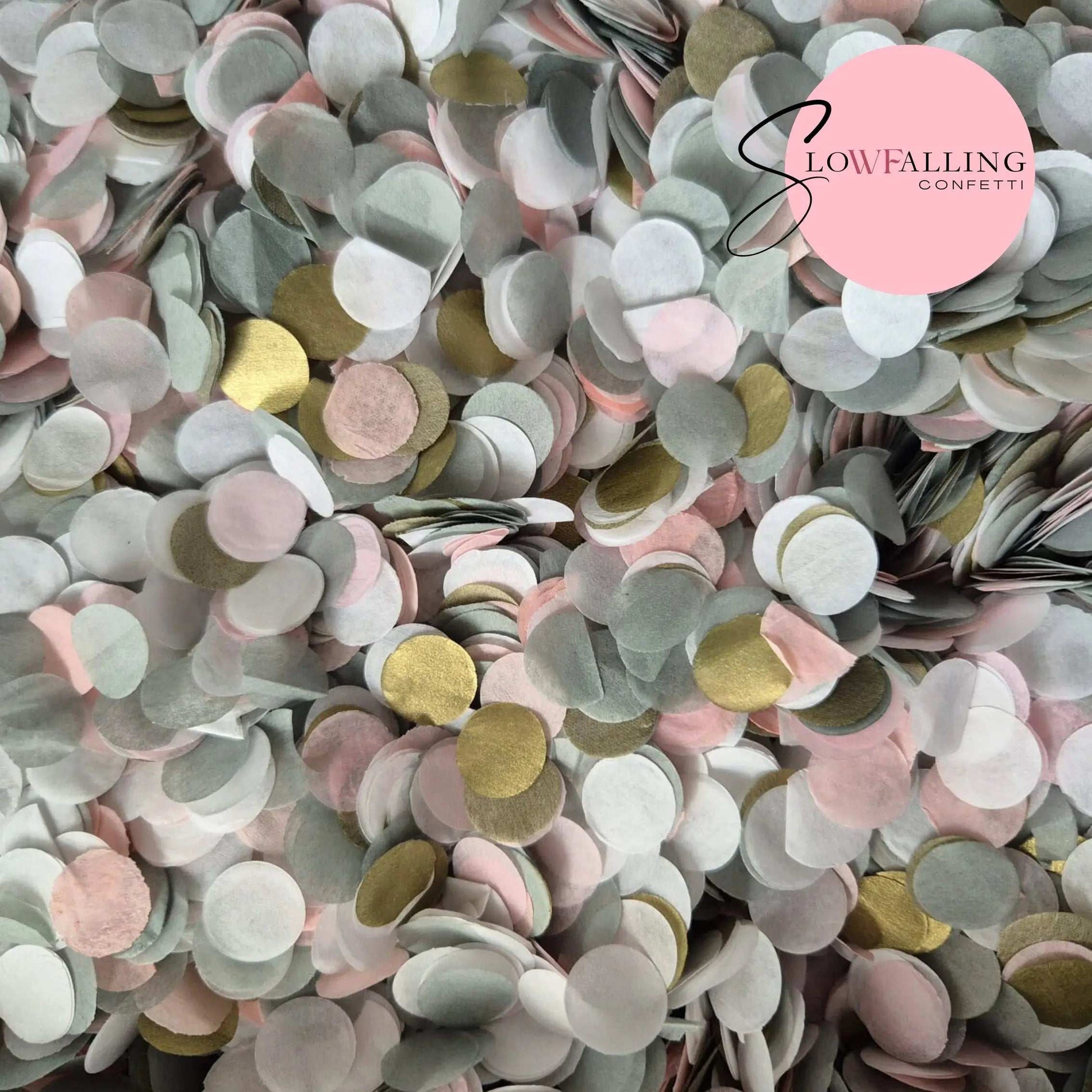 Slow falling paper Confetti - Grey, white, pink, Gold WedFetti