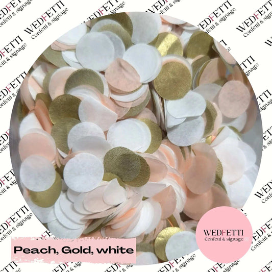 Slow falling paper Confetti - Gold peach white mix WedFetti