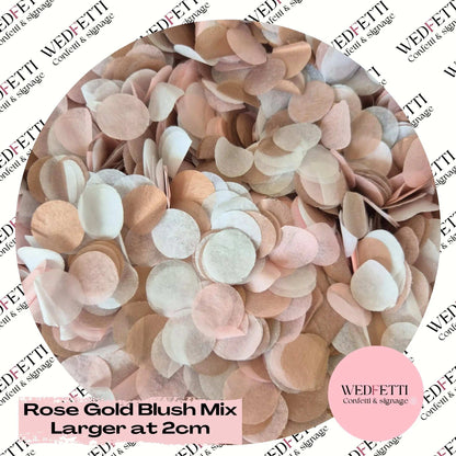 Slow falling paper Confetti larger at 2cm - Rose Gold Blush mix - WedFetti Confetti & Signage