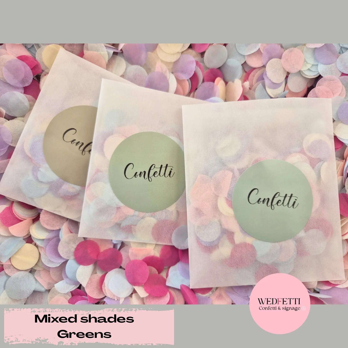 Confetti packets + stickers - mixed shades - Greens WedFetti Confetti & Signage