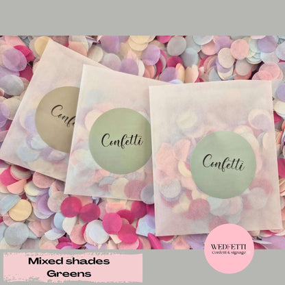 Confetti packets + stickers - mixed shades - Greens WedFetti Confetti & Signage