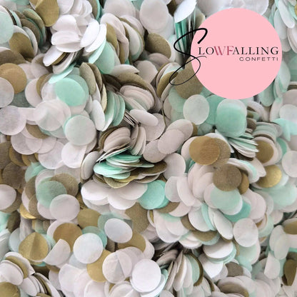 Slow falling paper Confetti - Gold, Mint, White mix WedFetti