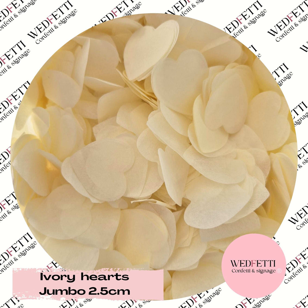 Biodegradable Confetti Slow falling paper - Ivory Hearts WedFetti
