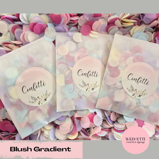 Confetti packets + stickers - Blush Gradient WedFetti Confetti & Signage
