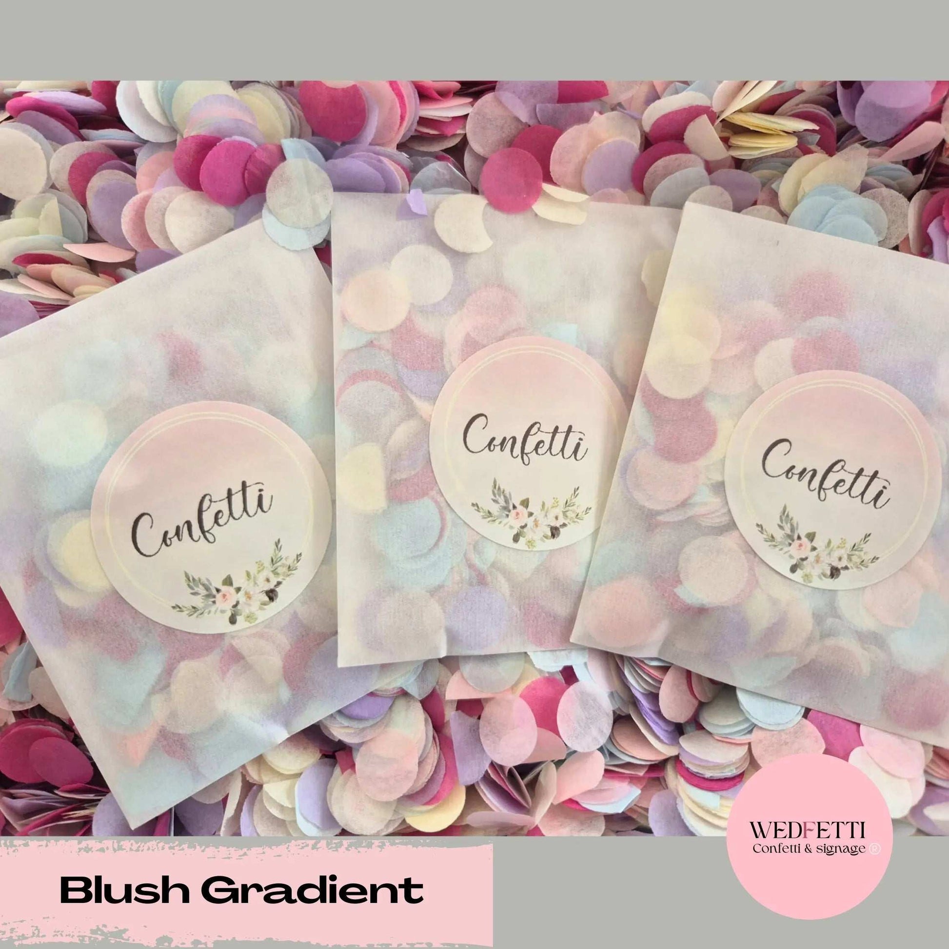 Confetti packets + stickers - Blush Gradient WedFetti Confetti & Signage