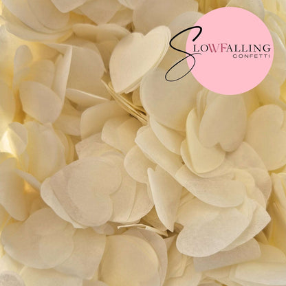 Biodegradable Confetti Slow falling paper - Ivory Hearts WedFetti