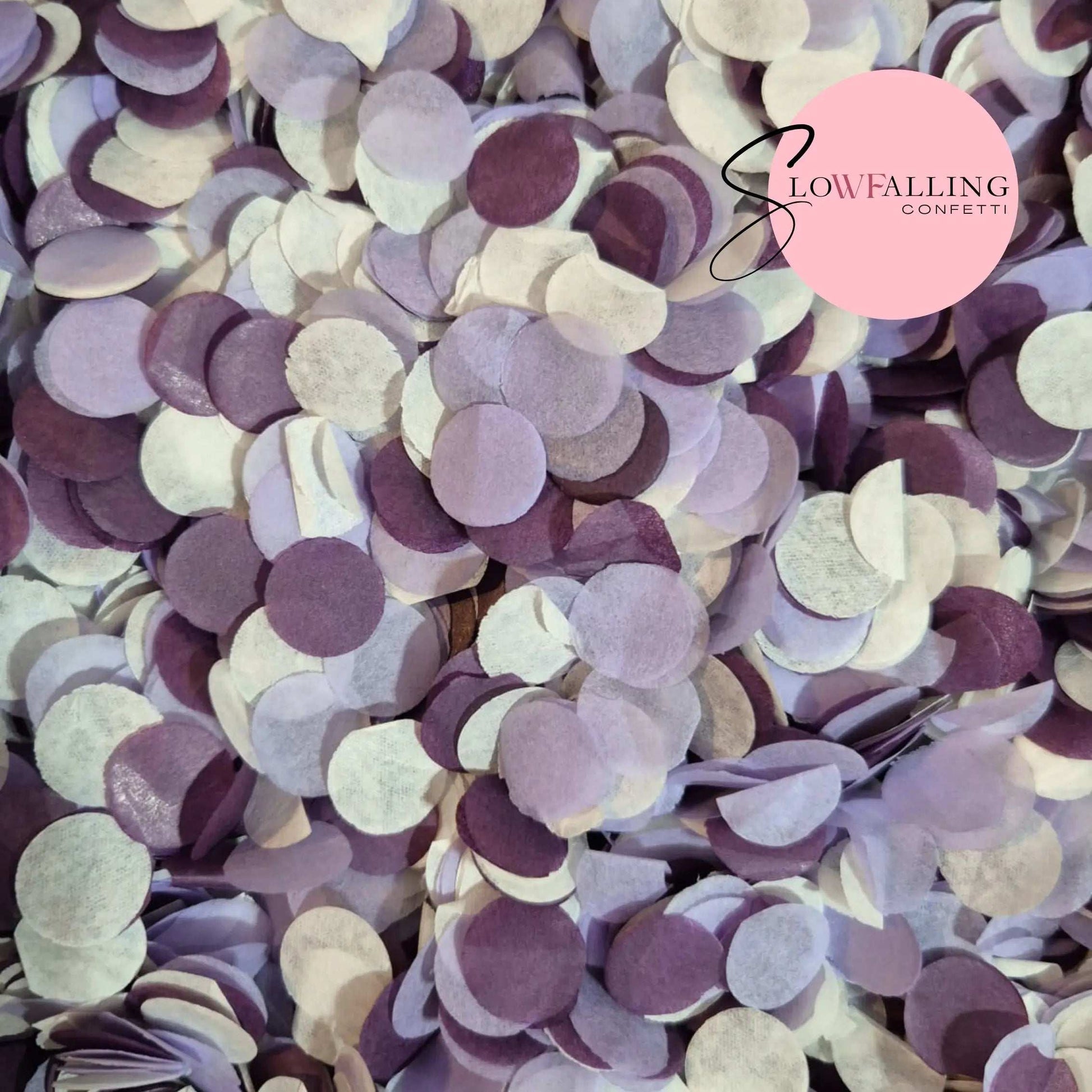 Biodegradable confetti Slow falling paper -  Ivory + Purples WedFetti