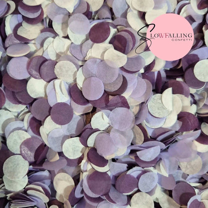 Biodegradable confetti Slow falling paper -  Ivory + Purples WedFetti