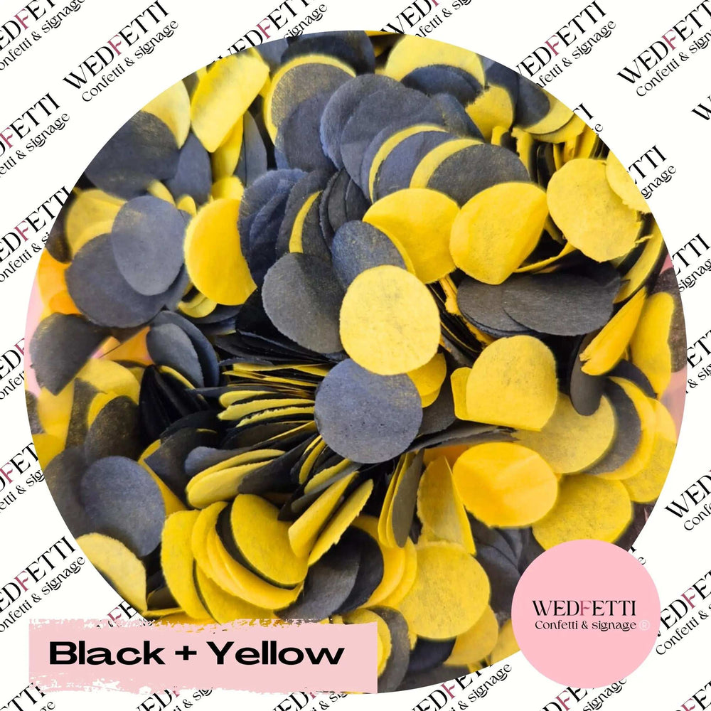 Slow falling paper Confetti - Black + Yellow - WedFetti Confetti & Signage