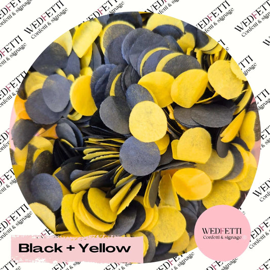Slow falling paper Confetti - Black + Yellow - WedFetti Confetti & Signage