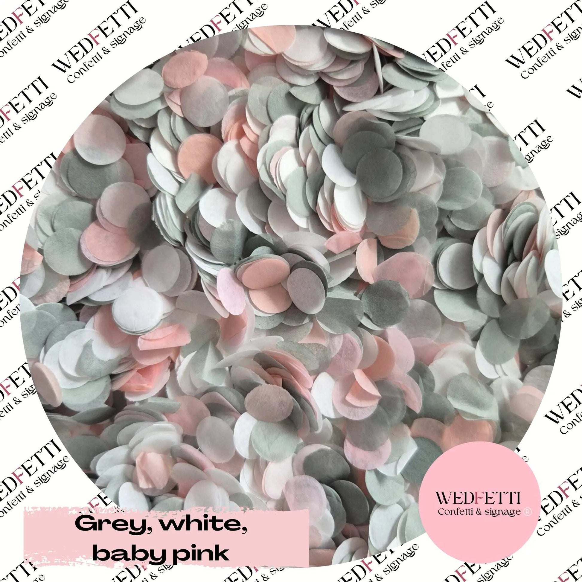 Slow falling paper Confetti - Grey, Wedding white, Baby pink WedFetti