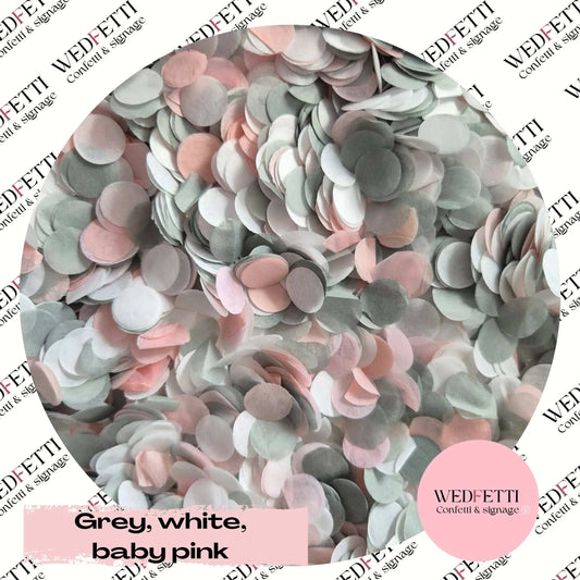 Slow falling paper Confetti - Grey, Wedding white, Baby pink WedFetti