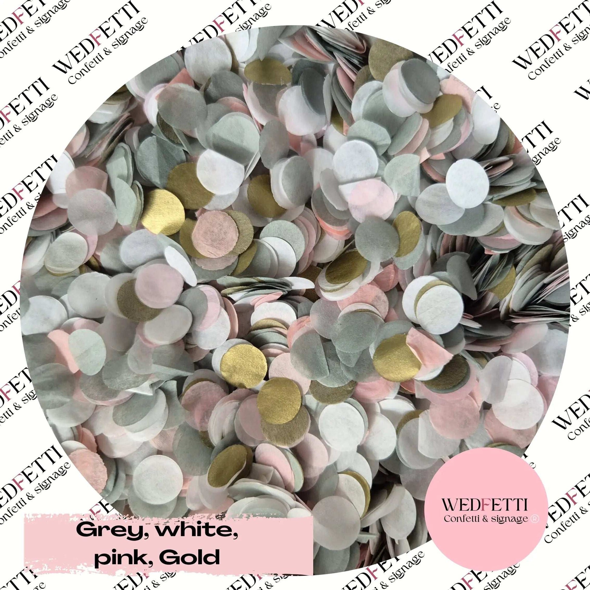 Slow falling paper Confetti - Grey, white, pink, Gold WedFetti
