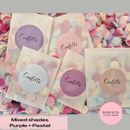 Confetti packets + stickers - mixed shades purple + pastels WedFetti Confetti & Signage