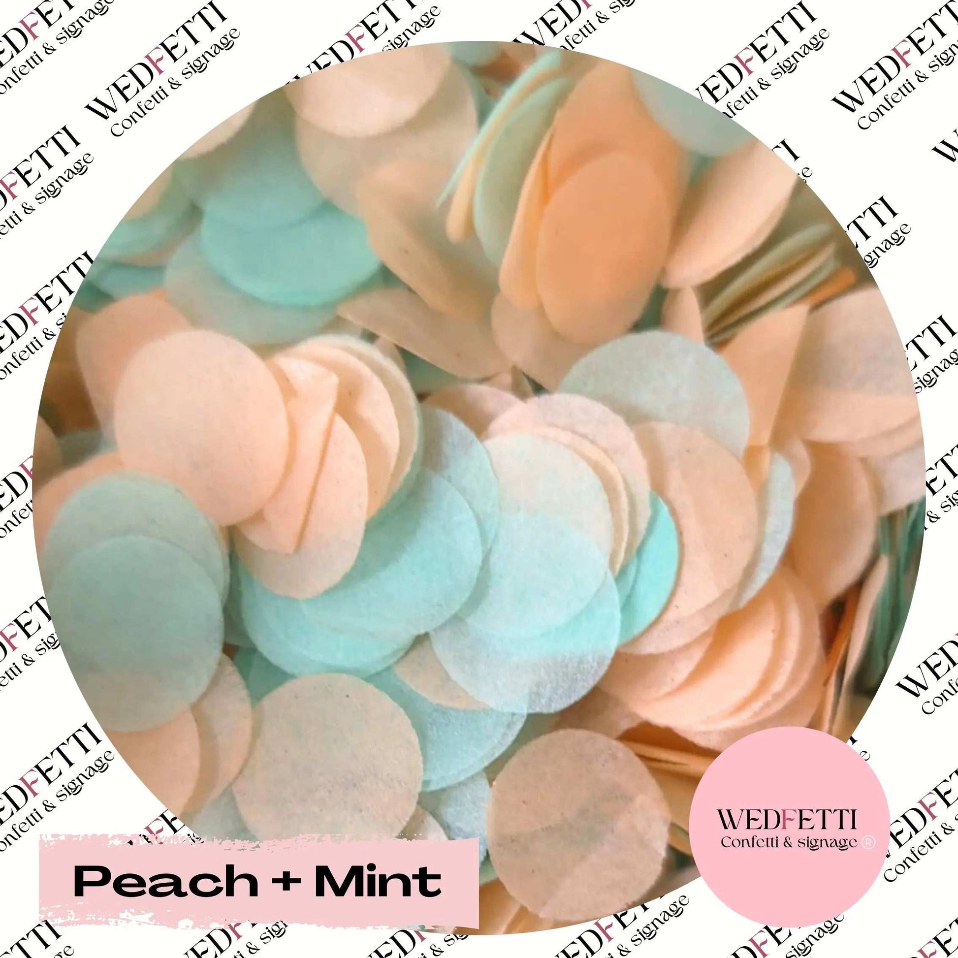 Slow falling paper Confetti - Peach + Mint mix - WedFetti Confetti & Signage