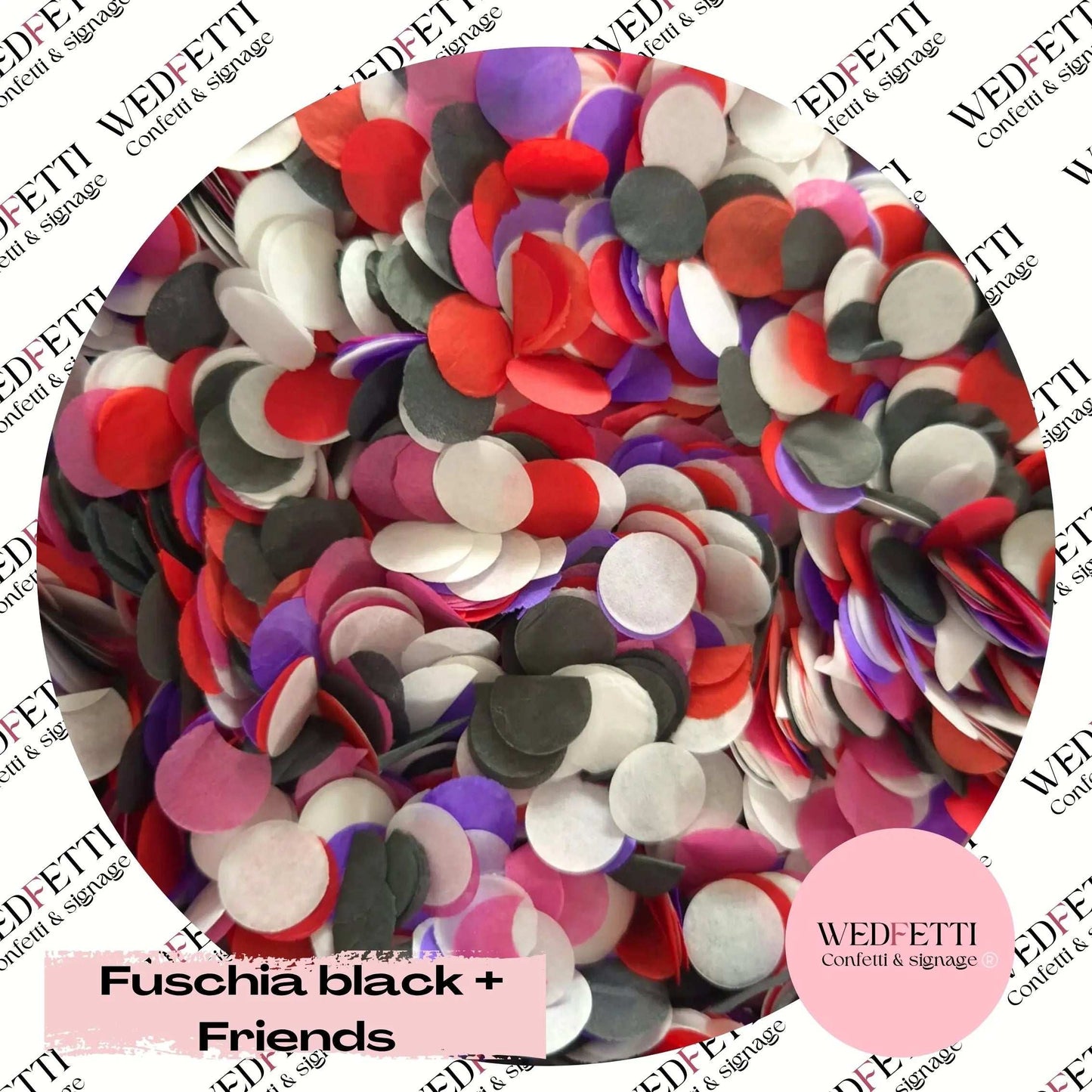 Slow falling paper Confetti - Fuscia black + Friends WedFetti