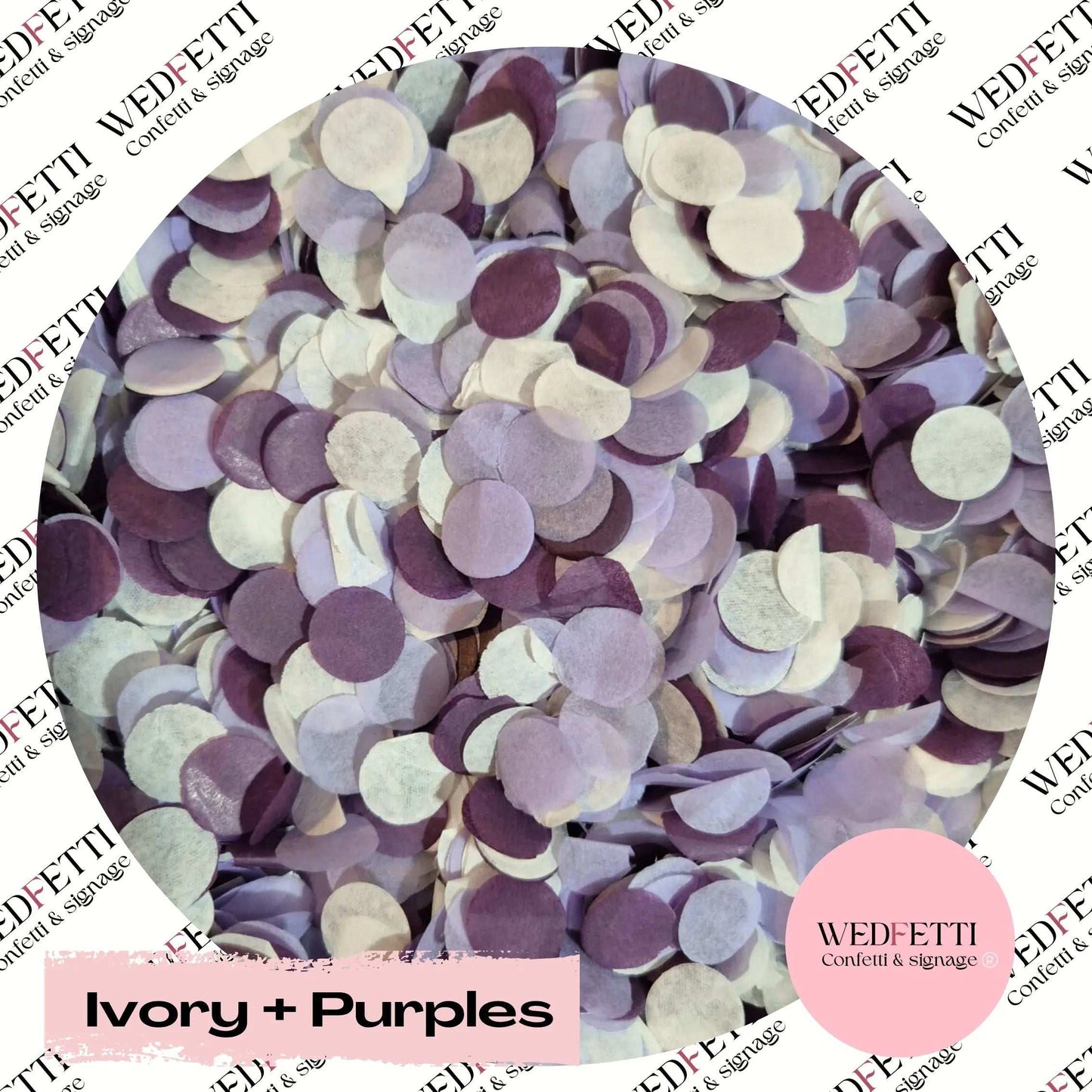 Biodegradable confetti Slow falling paper -  Ivory + Purples WedFetti