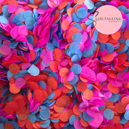 Slow falling paper Confetti - Electric Fuschia Red Blue WedFetti