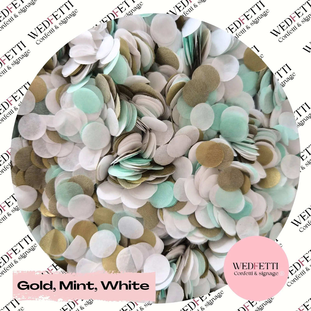 Slow falling paper Confetti - Gold, Mint, White mix WedFetti