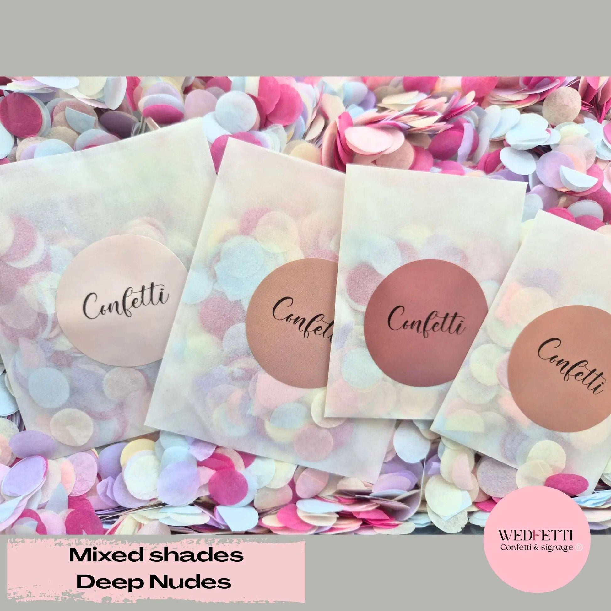 Confetti packets + stickers - Deep nudes WedFetti Confetti & Signage