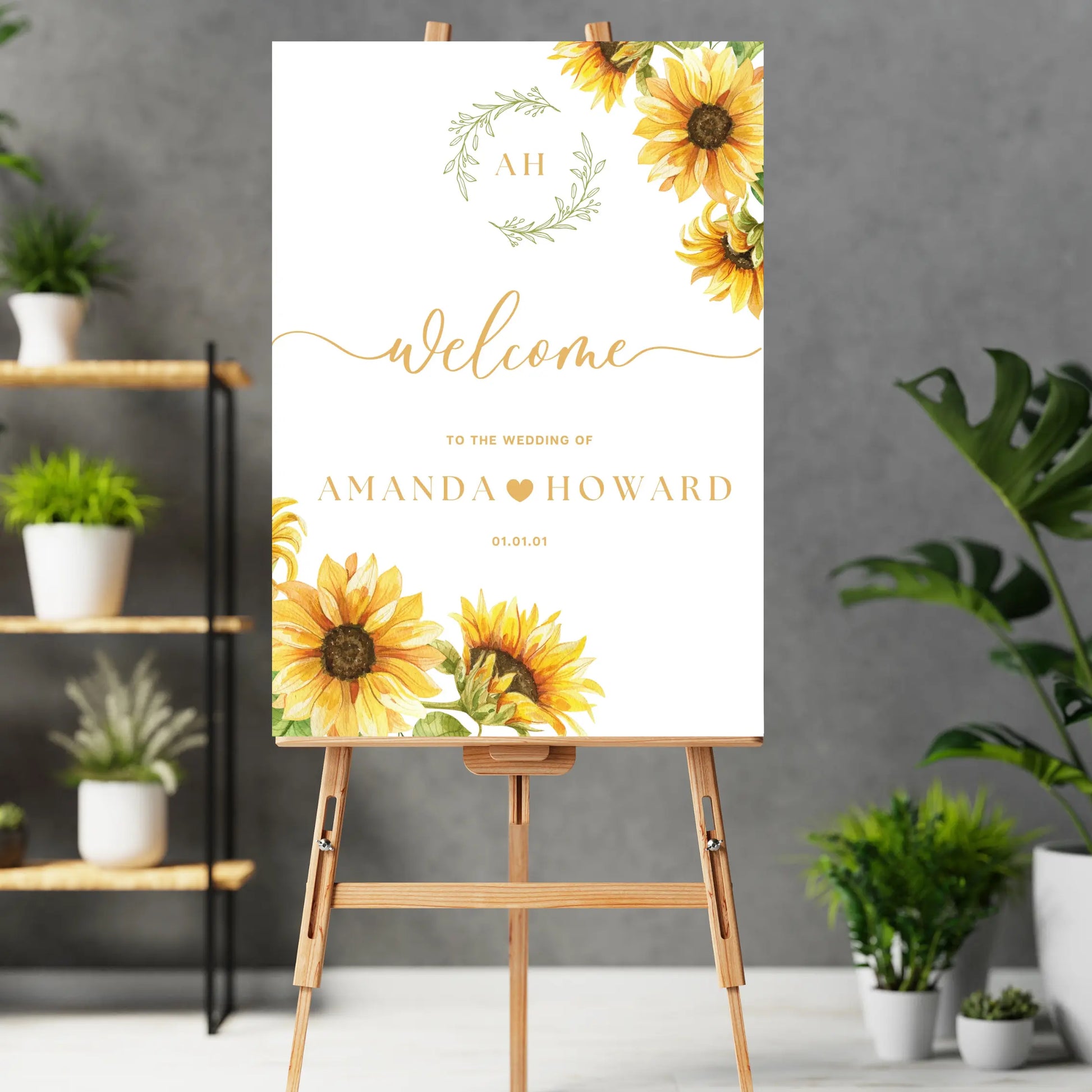 Welcome sign - up to A1 size (Sunflowers) WedFetti
