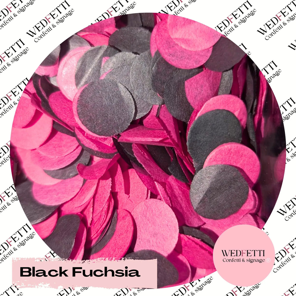 Slow falling paper Confetti - Black Fuchsia - WedFetti Confetti & Signage