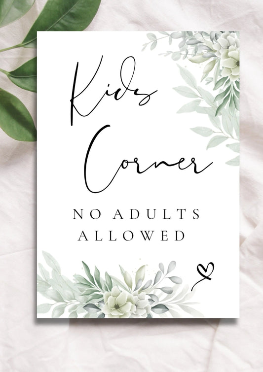 Kids corner sign WedFetti