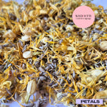 Petal Confetti Marigold with jasmine buds + lavender