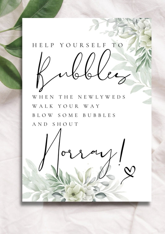 Bubbles sign WedFetti