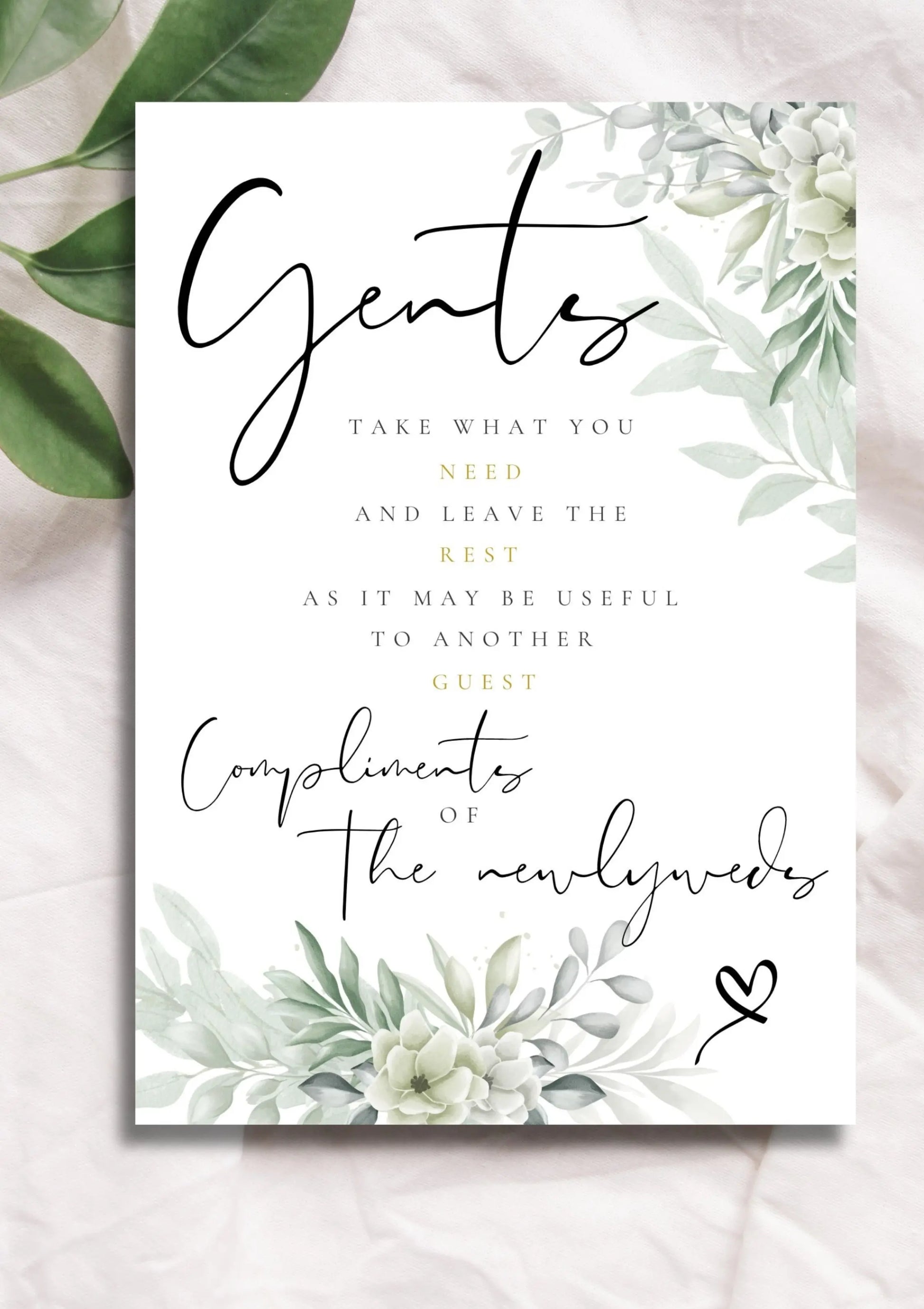 Gents restroom sign WedFetti