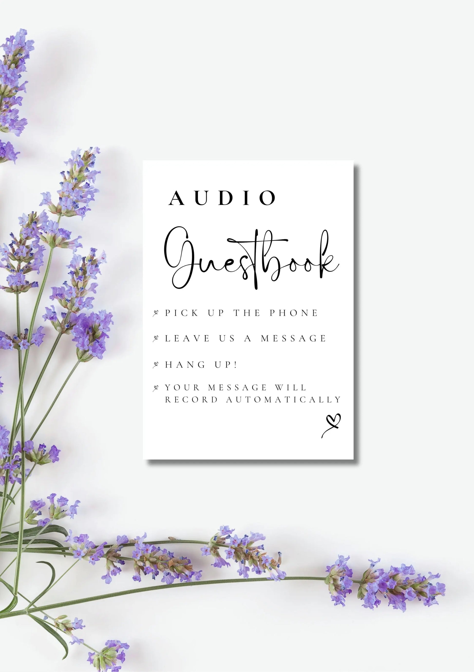 Lucia black collection Audio guestbook instruction sign A4 WedFetti