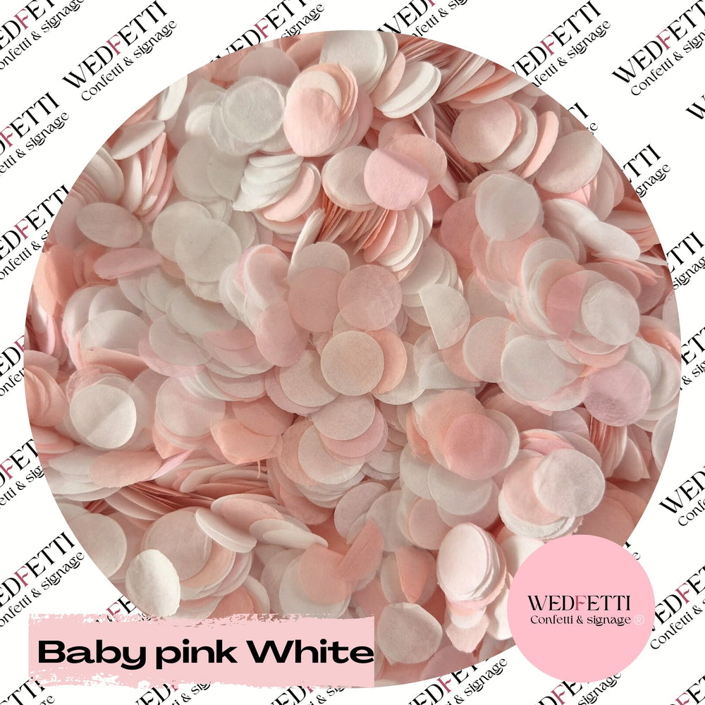 Slow falling paper Confetti - Baby Pink White WedFetti