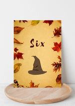 Harry potter style wedding table numbers WedFetti