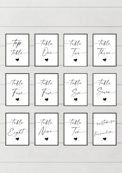 Table numbers - modern minimalist WedFetti