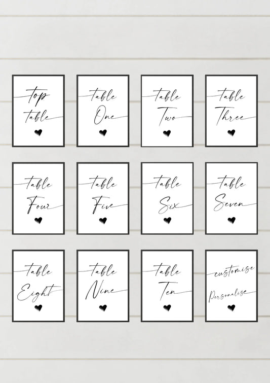 Table numbers - modern minimalist WedFetti