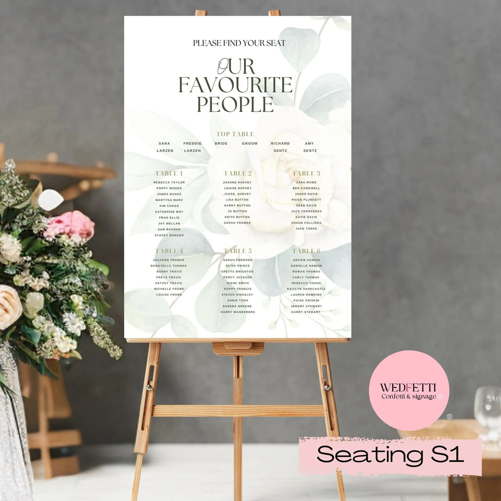 A1 Seating plan Sage - WedFetti Confetti & Signage