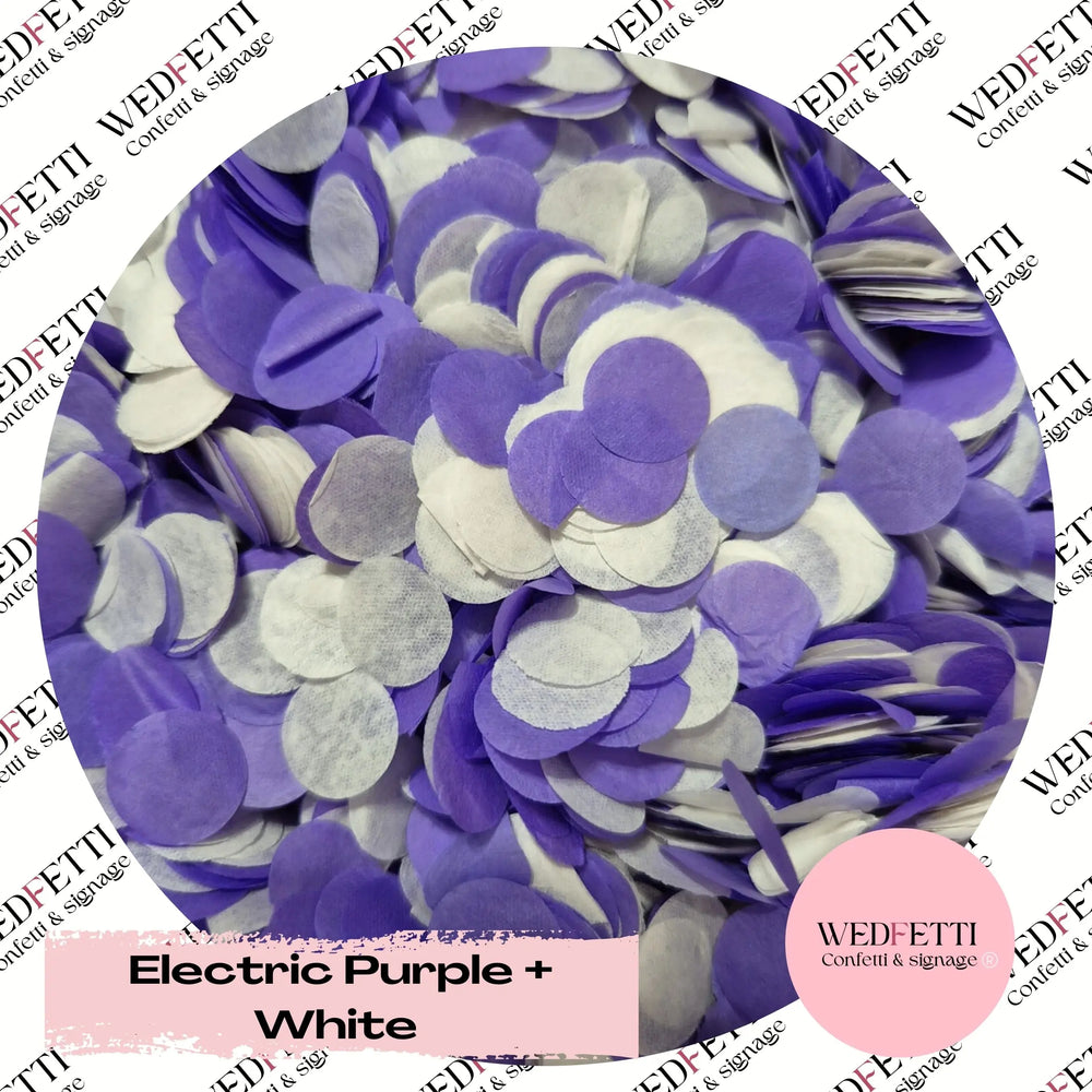 Slow falling paper Confetti - Electric Purple + White - WedFetti Confetti & Signage