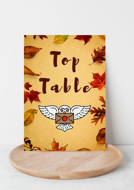 Harry potter style wedding table numbers WedFetti