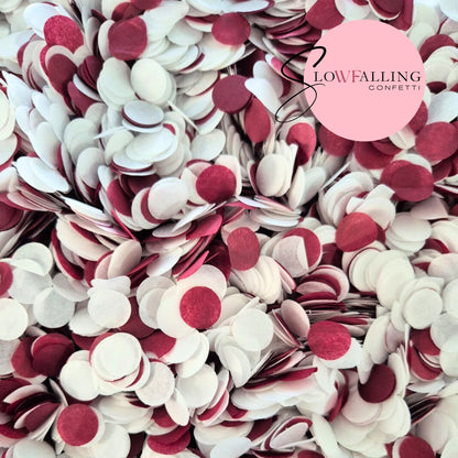 Slow falling paper Confetti - Burgundy Red White
