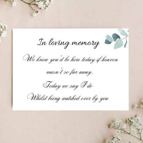 Wedding Memorial Sign A5 (Physical Item)