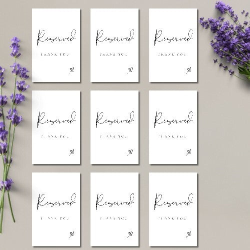 Wedding Front Row Reservation Cards X9