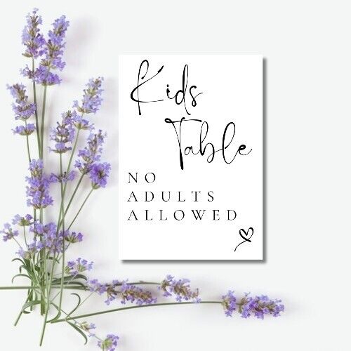 Wedding Sign A5 - Kids Table (Physical Item)